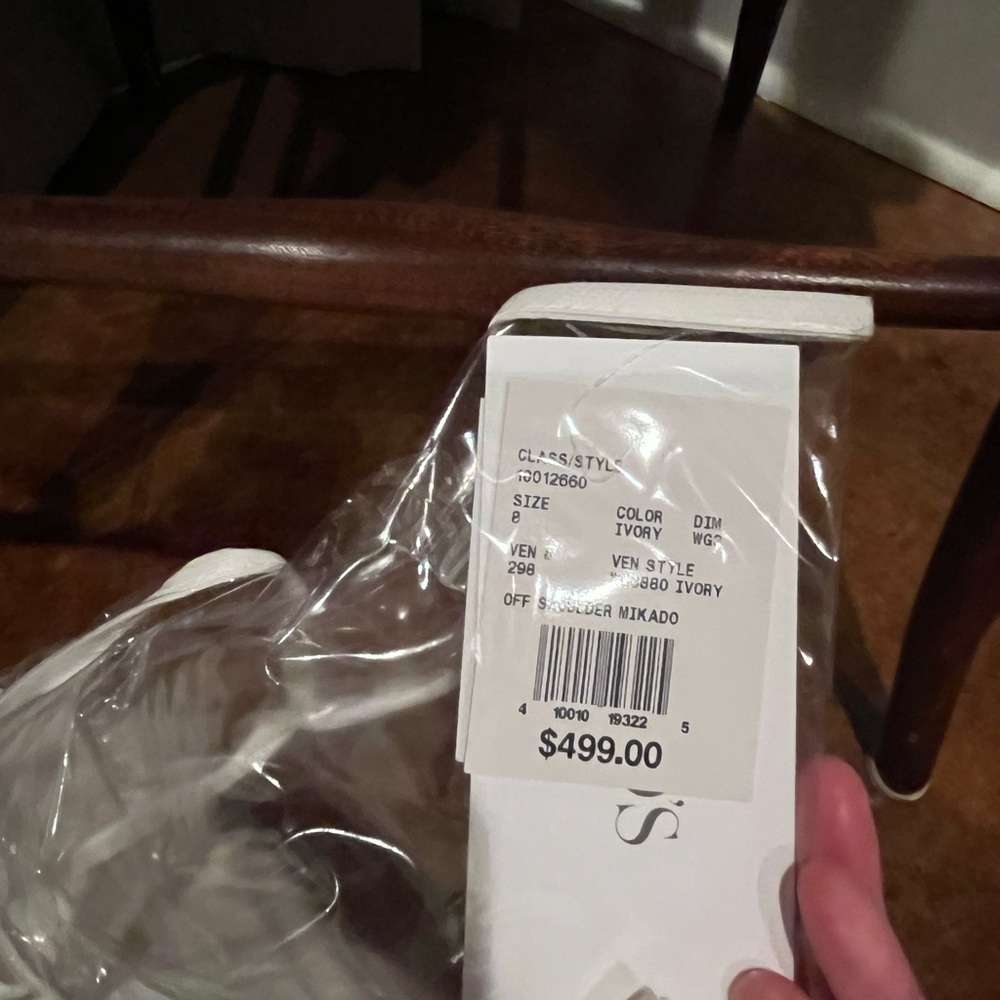 Mikado off white off the shoulder size 8 wedding dress. Fits like a size 6